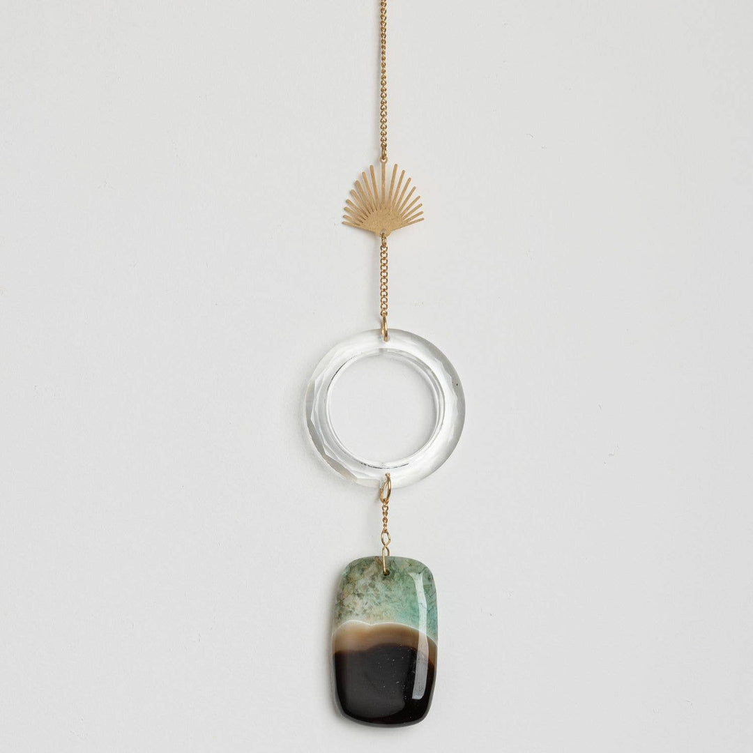 Stone Suncatcher - Sun Rays/Black/Blue Agate
