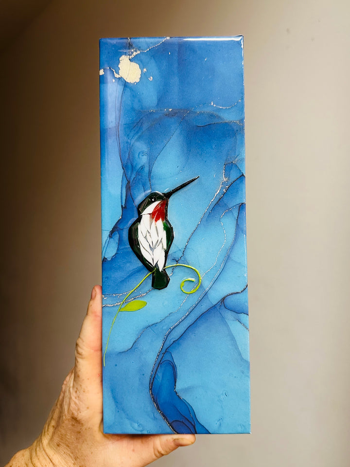 Hummingbird Mosaic Shades of Blue