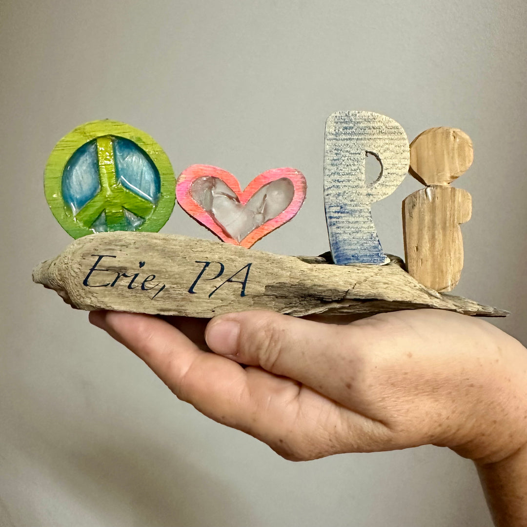 Driftwood + Beach Glass Peace Love PI