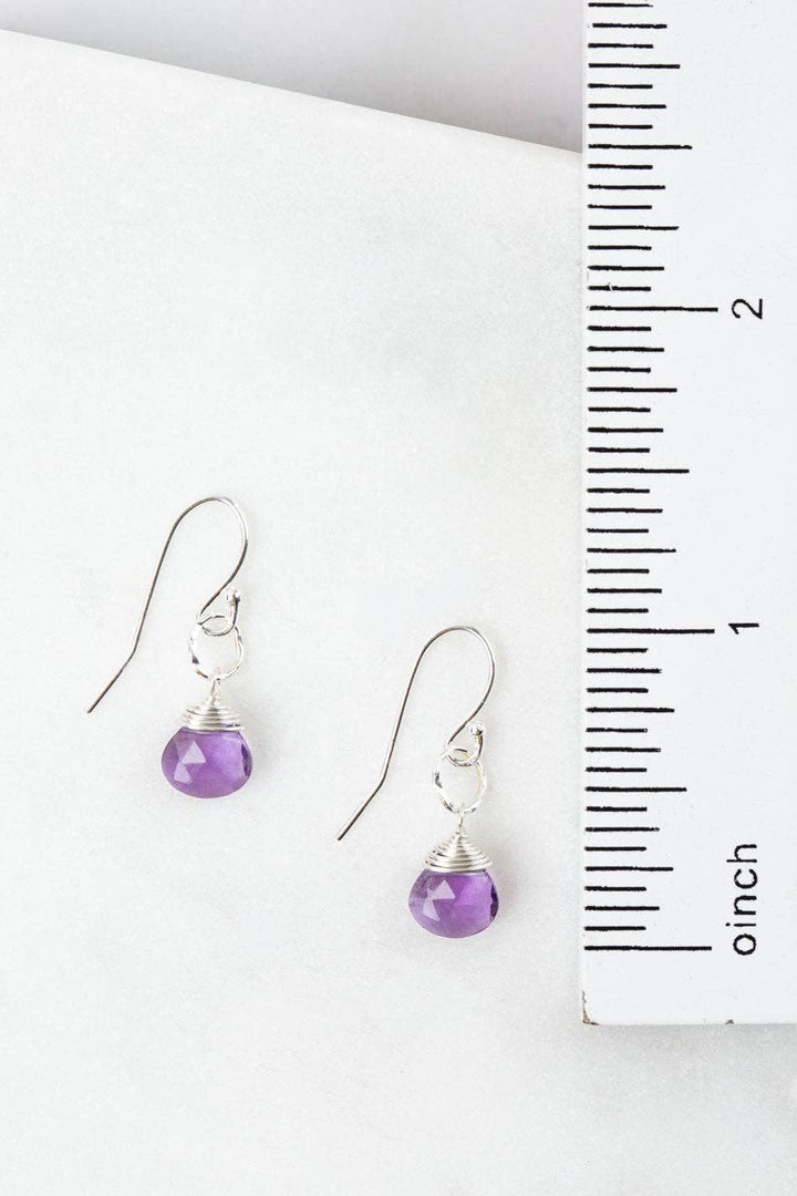 Birthstone February Silver Amethyst Earrings