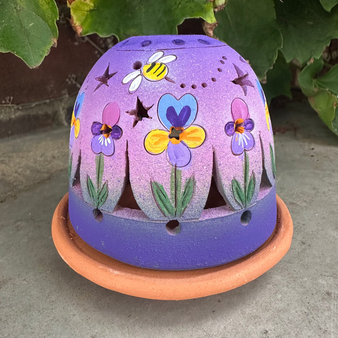 Pansies + Bees on Purple Luminary