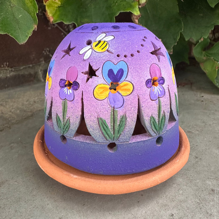 Pansies + Bees on Purple Luminary