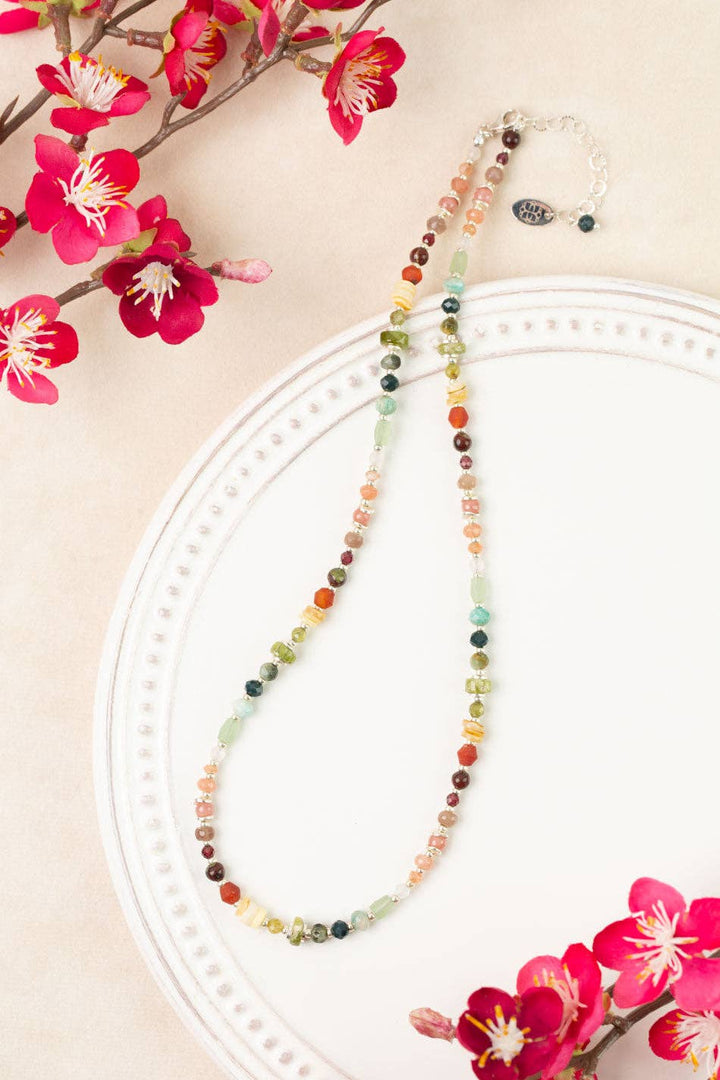 Revolution Moonstone, Carnelian, Gossular Garnet Collage Necklace