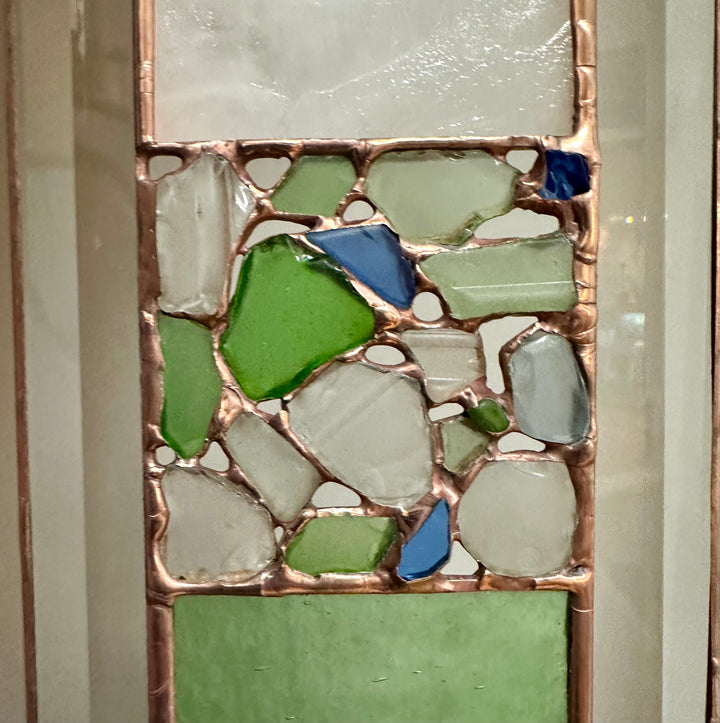 Beach Glass Panel Frosted White + Green
