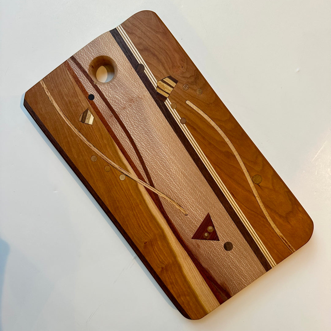 Wood Cheese Board Rocket Inlay