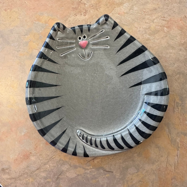 5" Gray Tiger Cat Dish