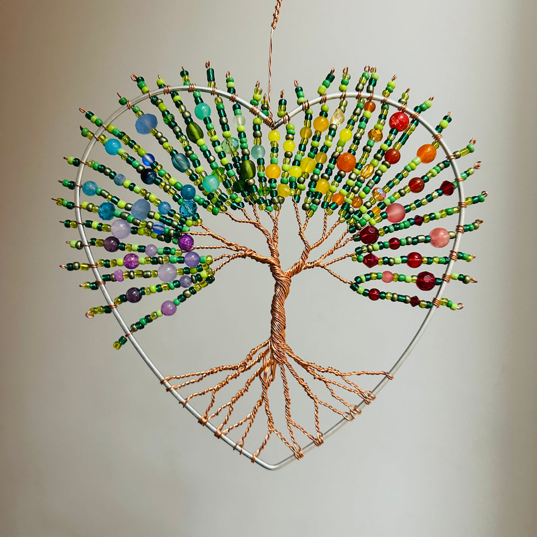 8" Rainbow Wired Tree Heart