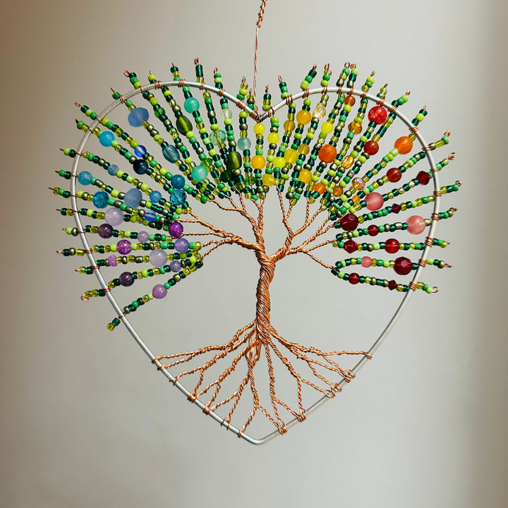 8" Rainbow Wired Tree Heart