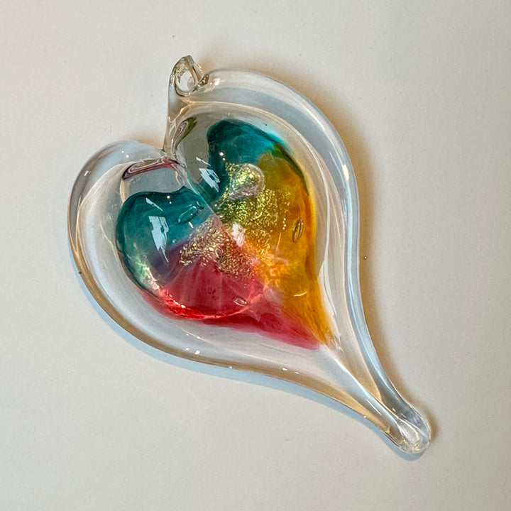 Small Glass Heart - Blue, Pink + Yellow