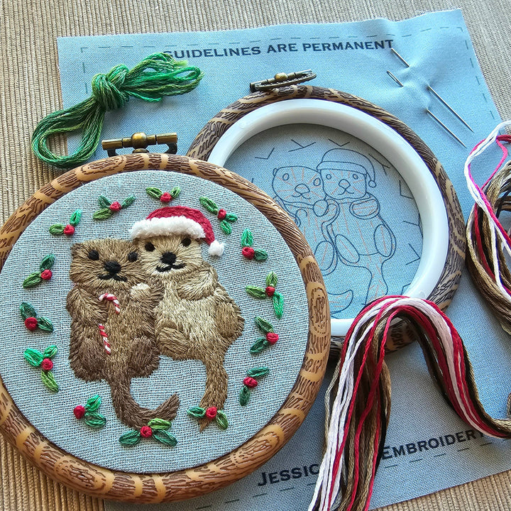 Holiday Otterly Adorable Ornament Embroidery Kit