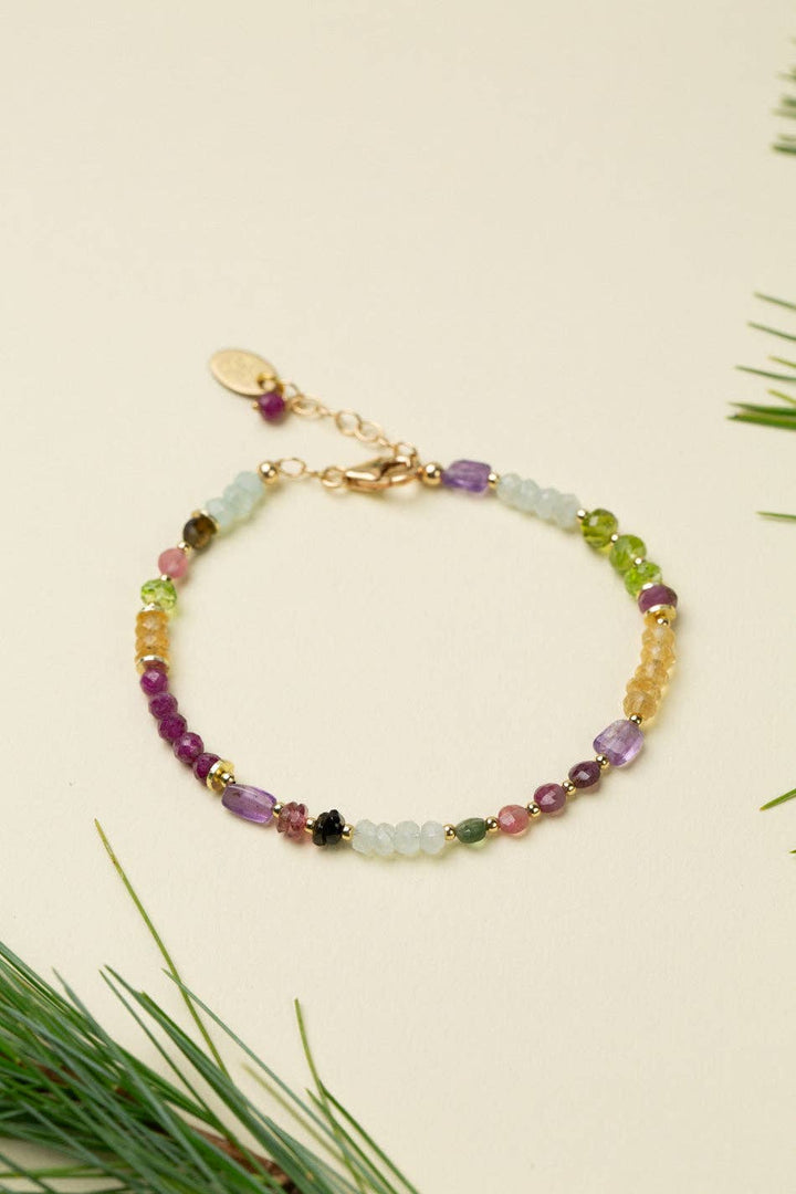 Celebrate Aquamarine, Labradorite, Ruby, Tourmaline, Amethyst Collage Bracelet