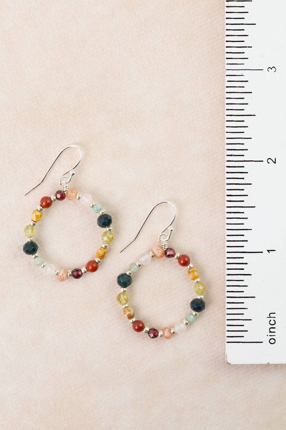 Revolution Jasper, Garnet, Amazonite Hoop Earrings