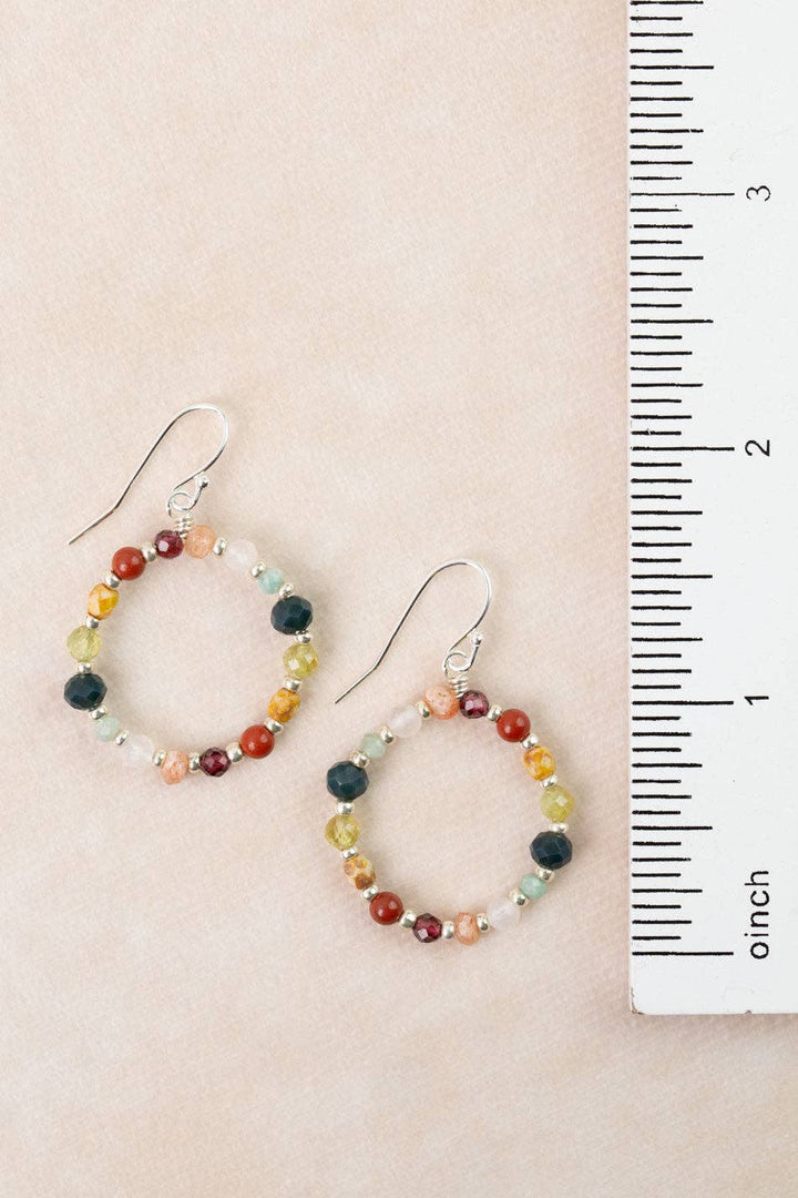 Revolution Jasper, Garnet, Amazonite Hoop Earrings