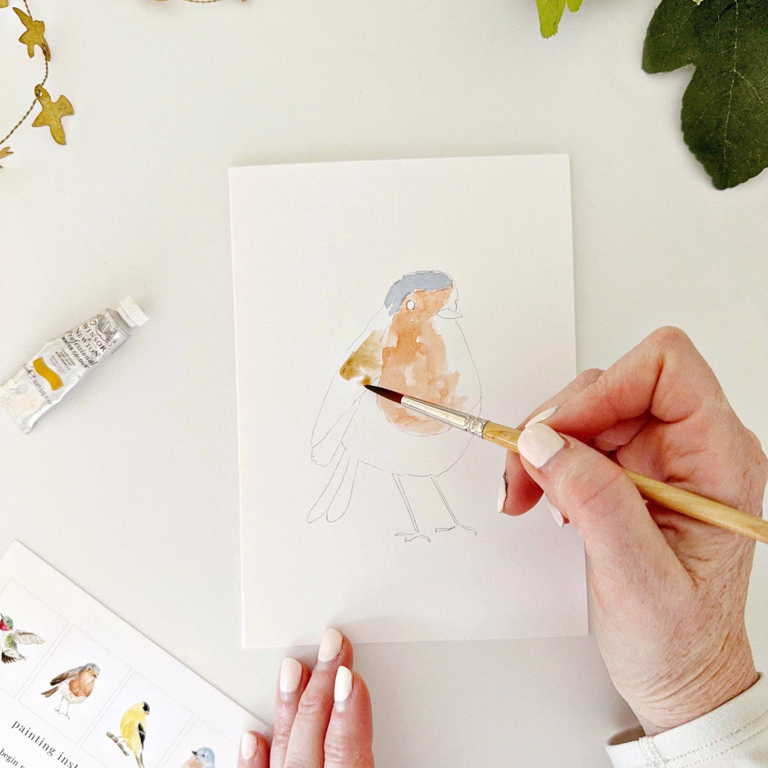 Backyard birds paintable watercolor notecard set