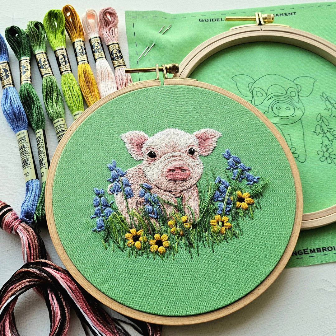 Posing Piglet Hand Embroidery Kit