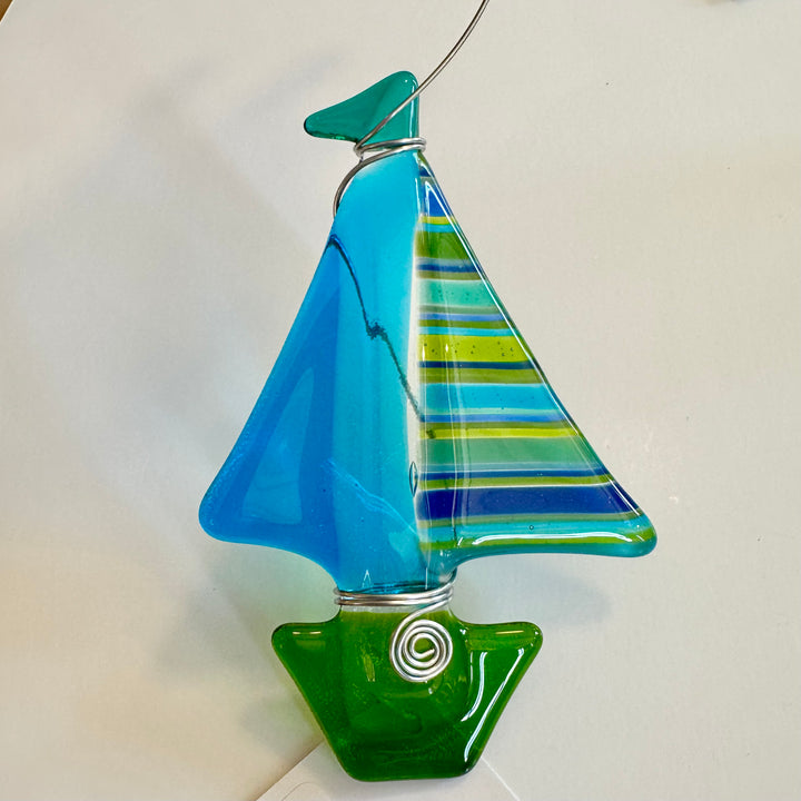 Blue Green Sailboat Small