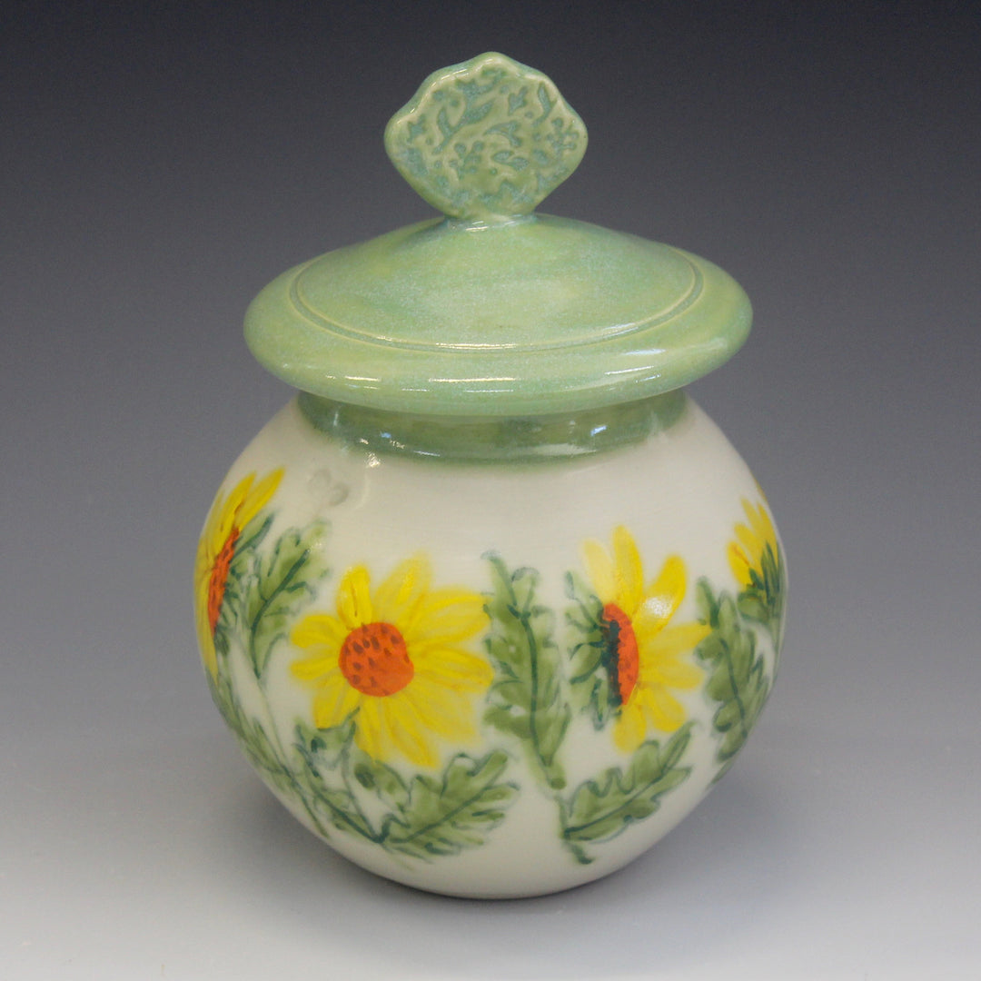 Small Lidded Jar Sunflower