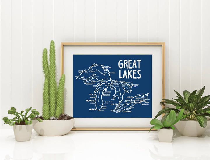 Great Lakes Map Blue