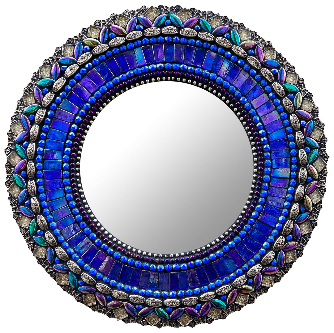 Versaille Cobalt Round Mosaic Mirror