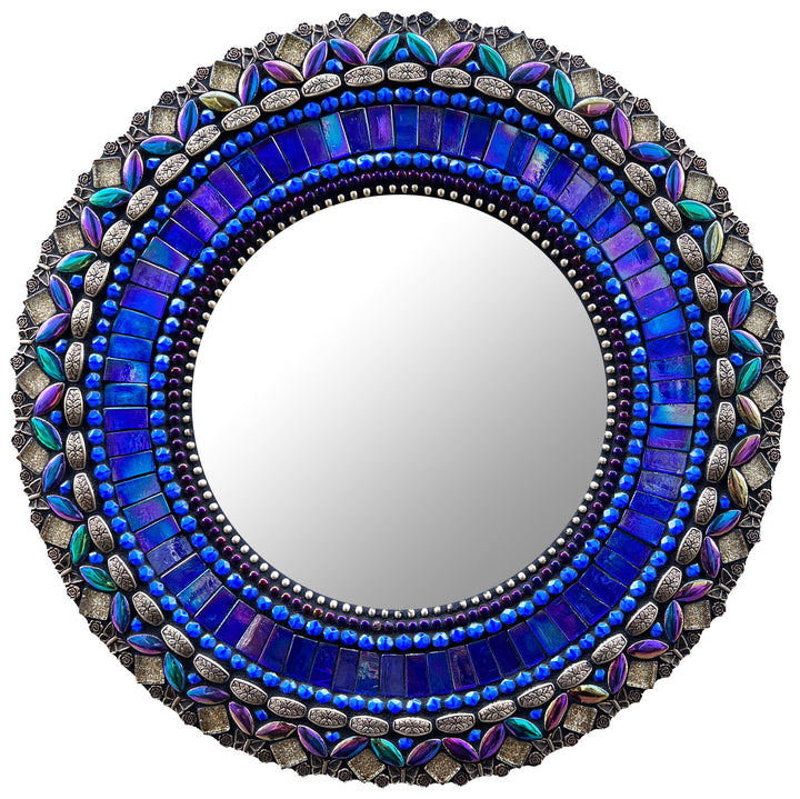 Versaille Cobalt Round Mosaic Mirror