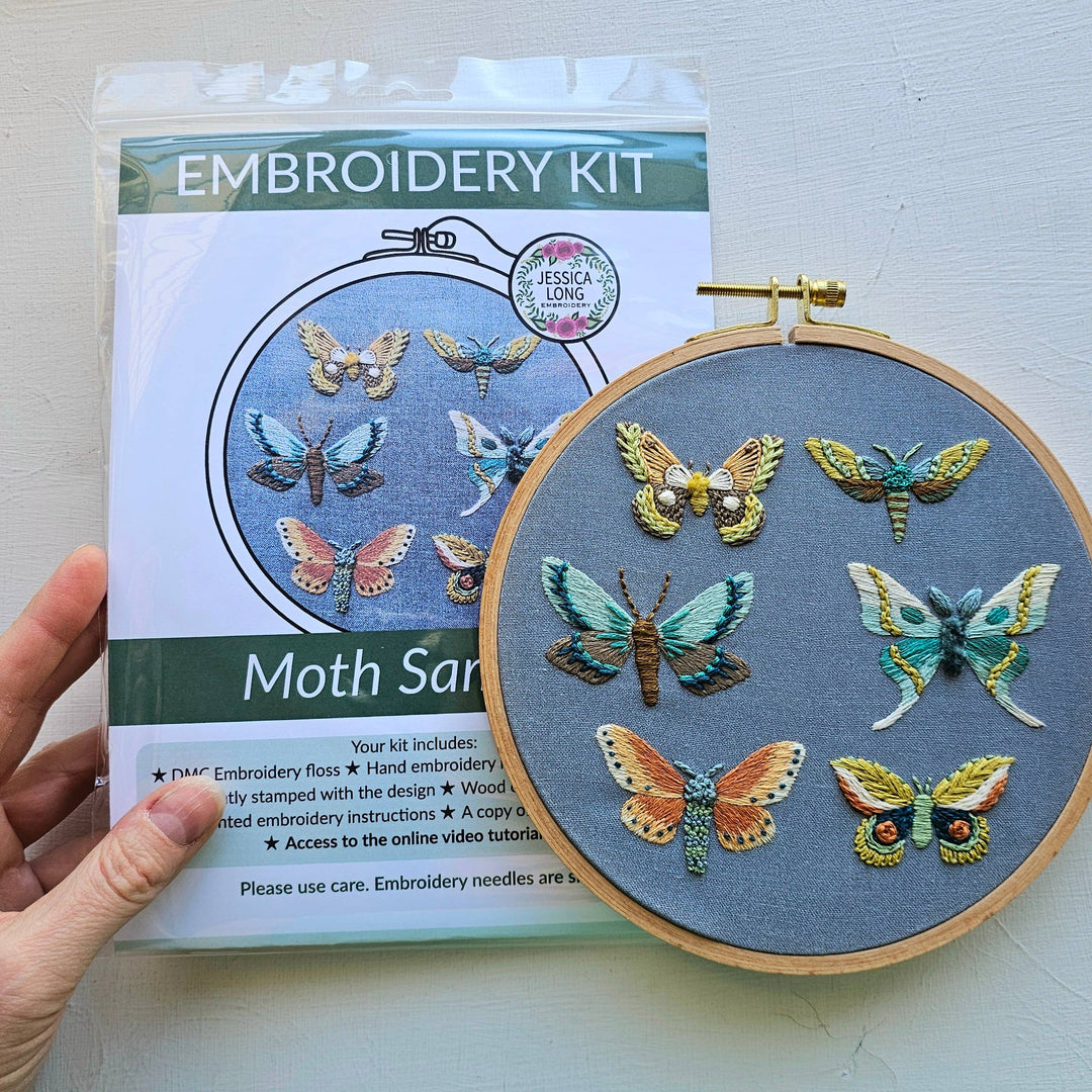 Moth Sampler Hand Embroidery Kit