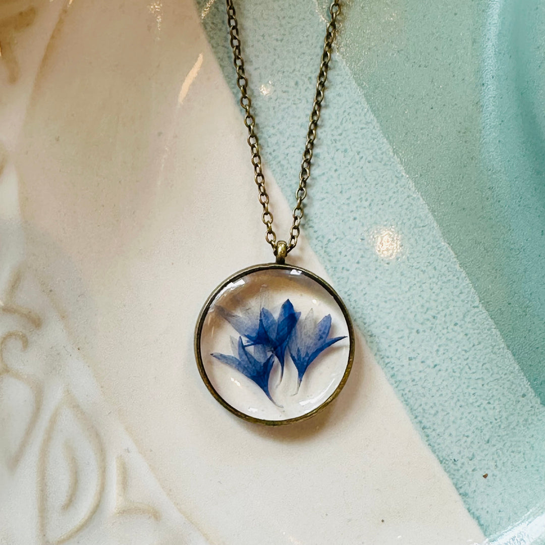 Pressed Botanical Necklace - Purple Flower II