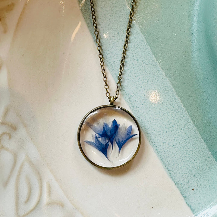 Pressed Botanical Necklace - Purple Flower II