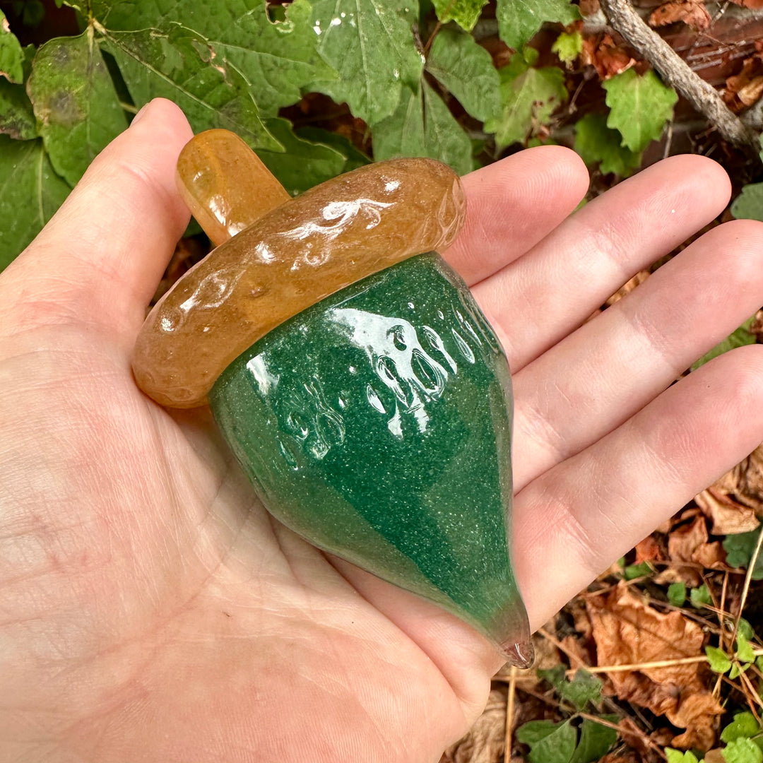 Green Glass Acorn