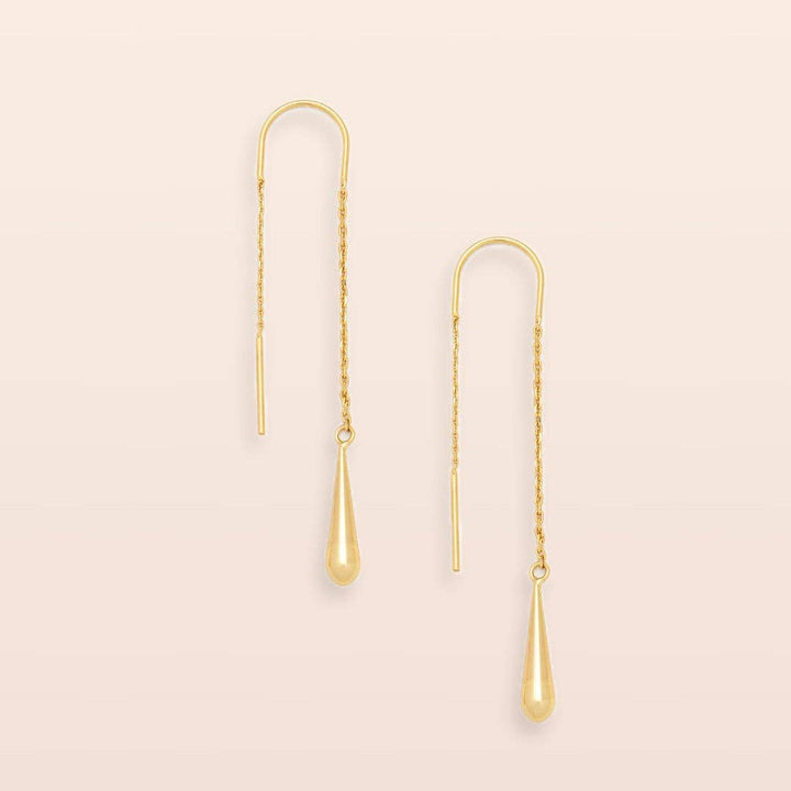 Gold Refined Teardrop Threader Earrings