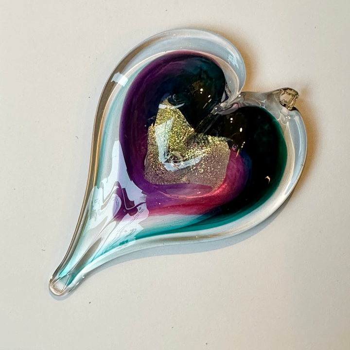 Small Glass Heart - Purple + Aqua