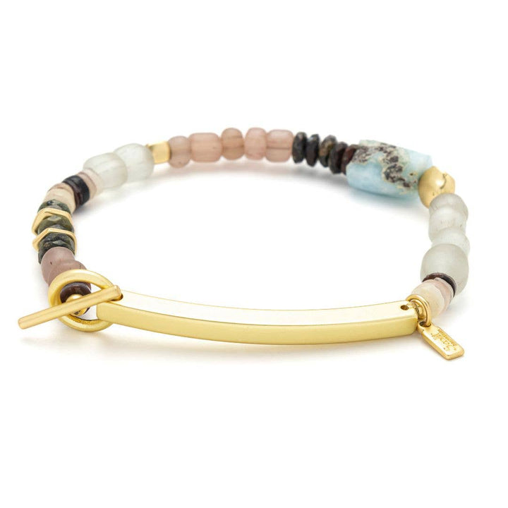 Badass Hidden Message Bracelet Larimar + Gold