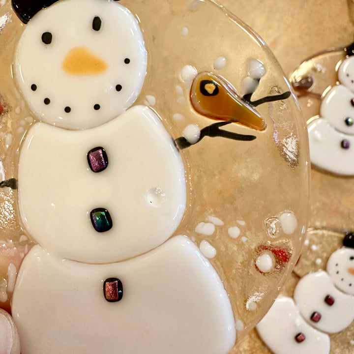 Snowman with 2 Cardinals Ornament