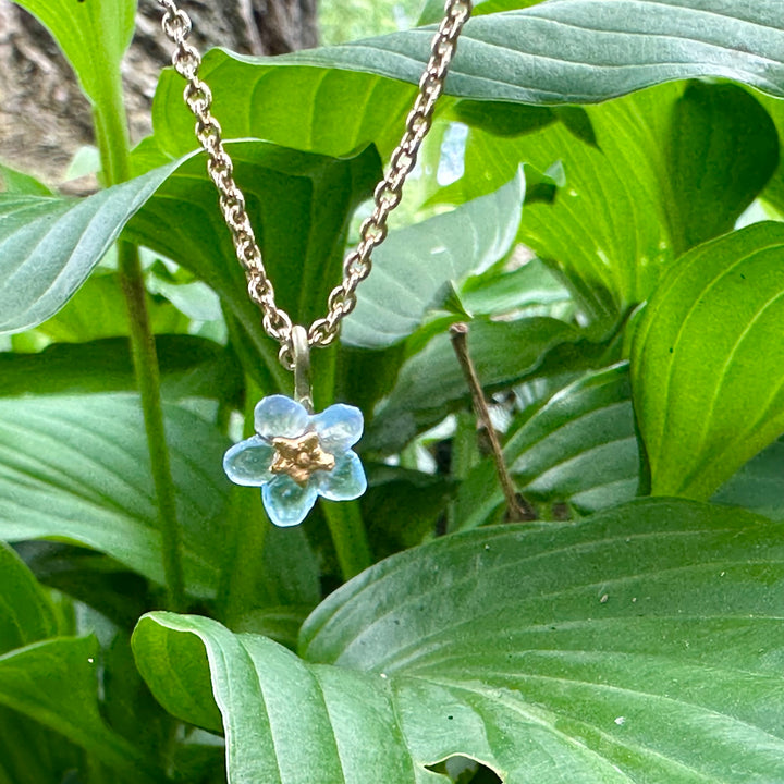 Forget Me Not Single Flower Pendant Necklace
