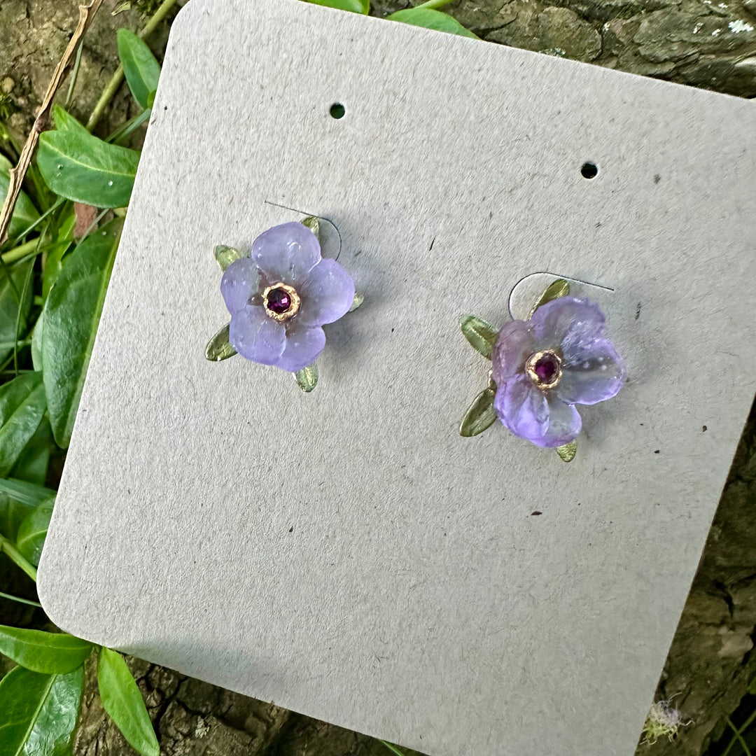 French Bouquet Post Earrings - Purple