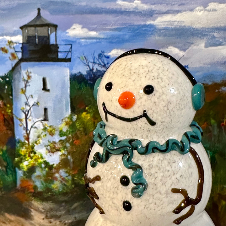 Snowman Small Aqua Scarf + Muffs