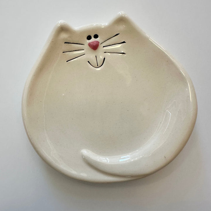 5" White Cat Dish