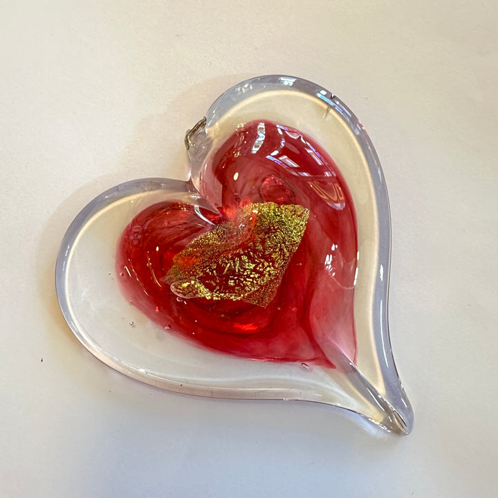 Medium Glass Heart - Pink