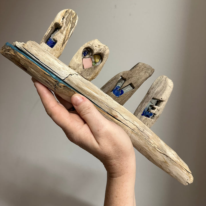 Driftwood + Beach Glass L❤️VE Resin Lake Stand Large