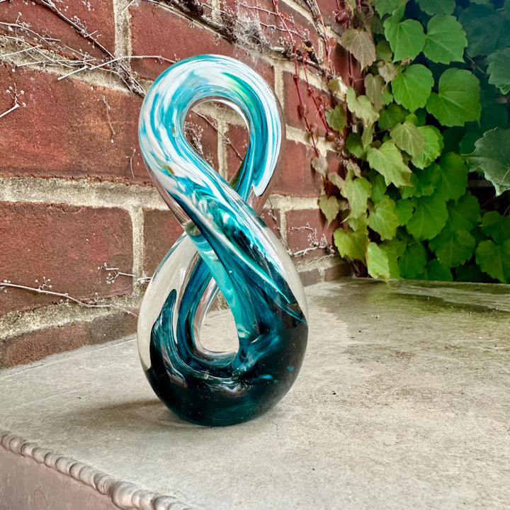 Infinity Loop Small White + Teal