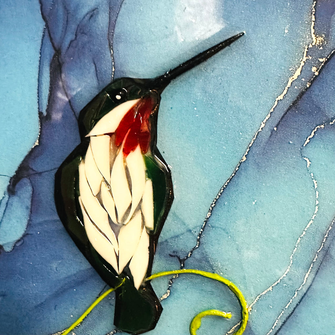 Hummingbird Mosaic Shades of Blue
