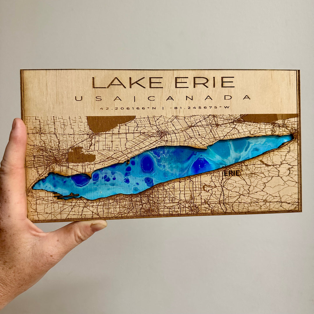 Lake Erie Map Small - Blue + Aqua