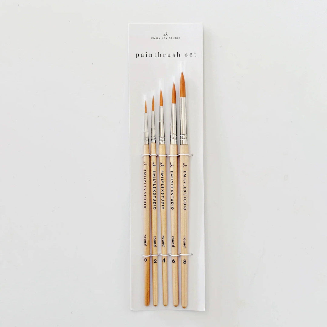 Watercolor Paintbrushes: Set of Five Wood Brushes
