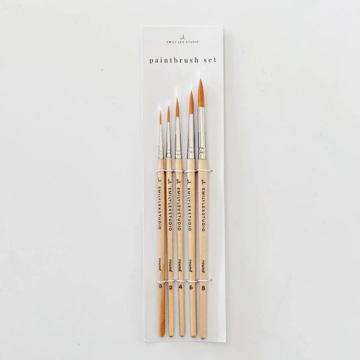 Watercolor Paintbrushes: Set of Five Wood Brushes