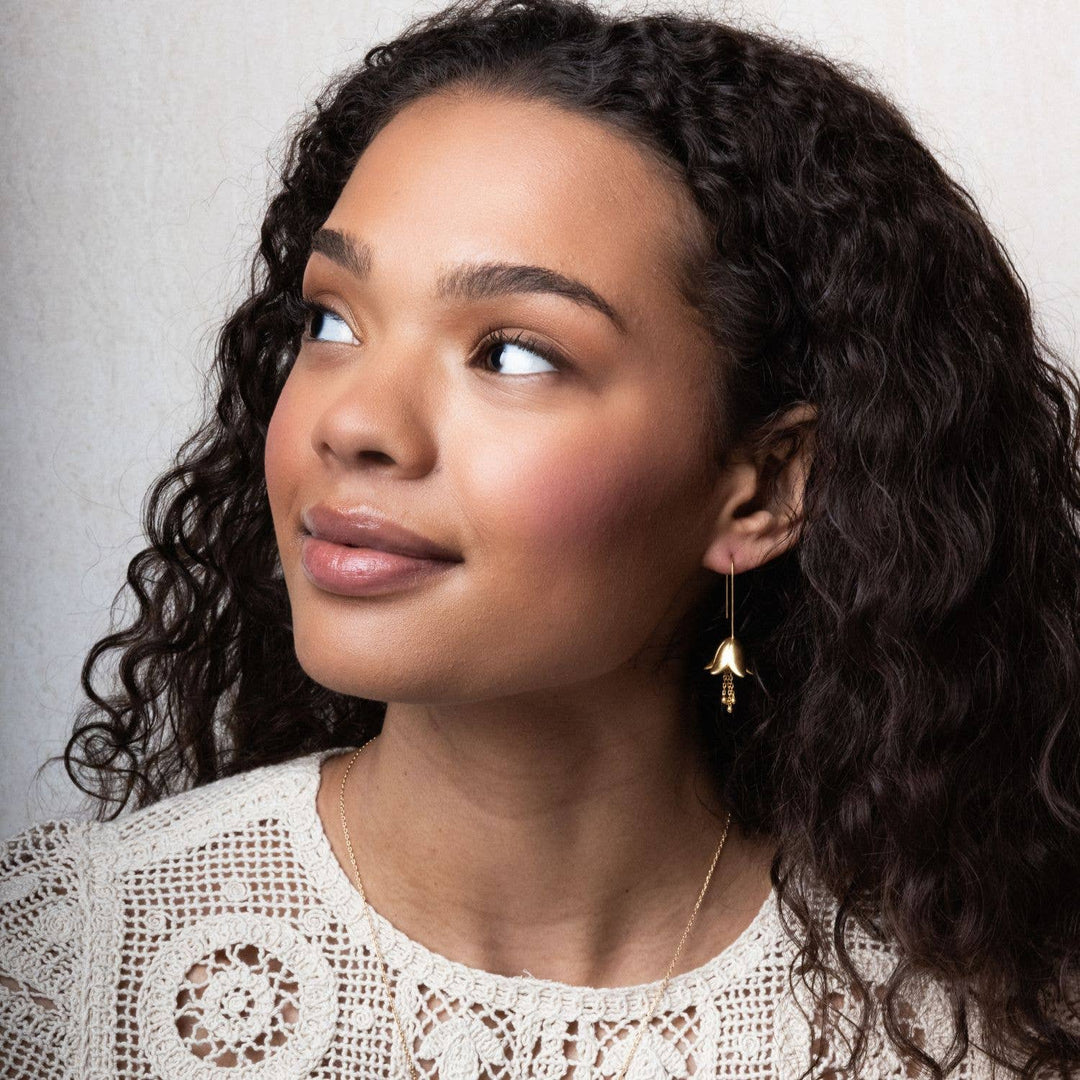 Lily Drop Earring + Gold Refined Icon Earrings