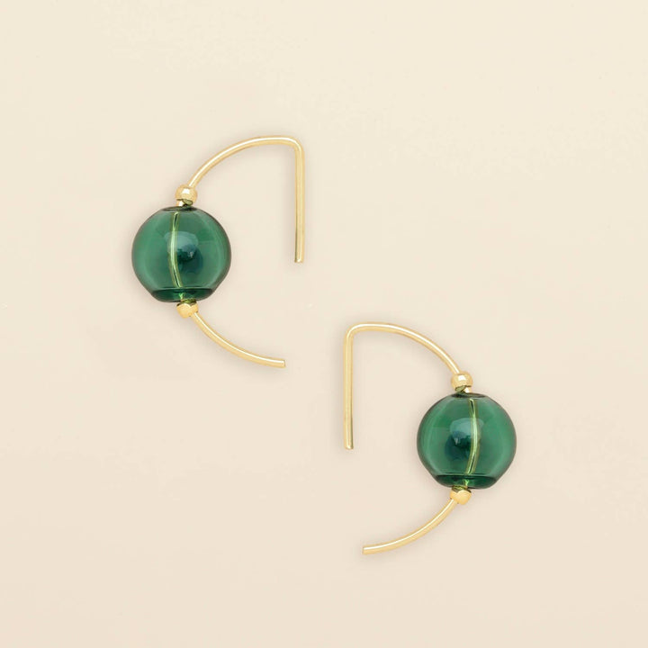 Teal + Gold Refined Glass Hoop Earrings