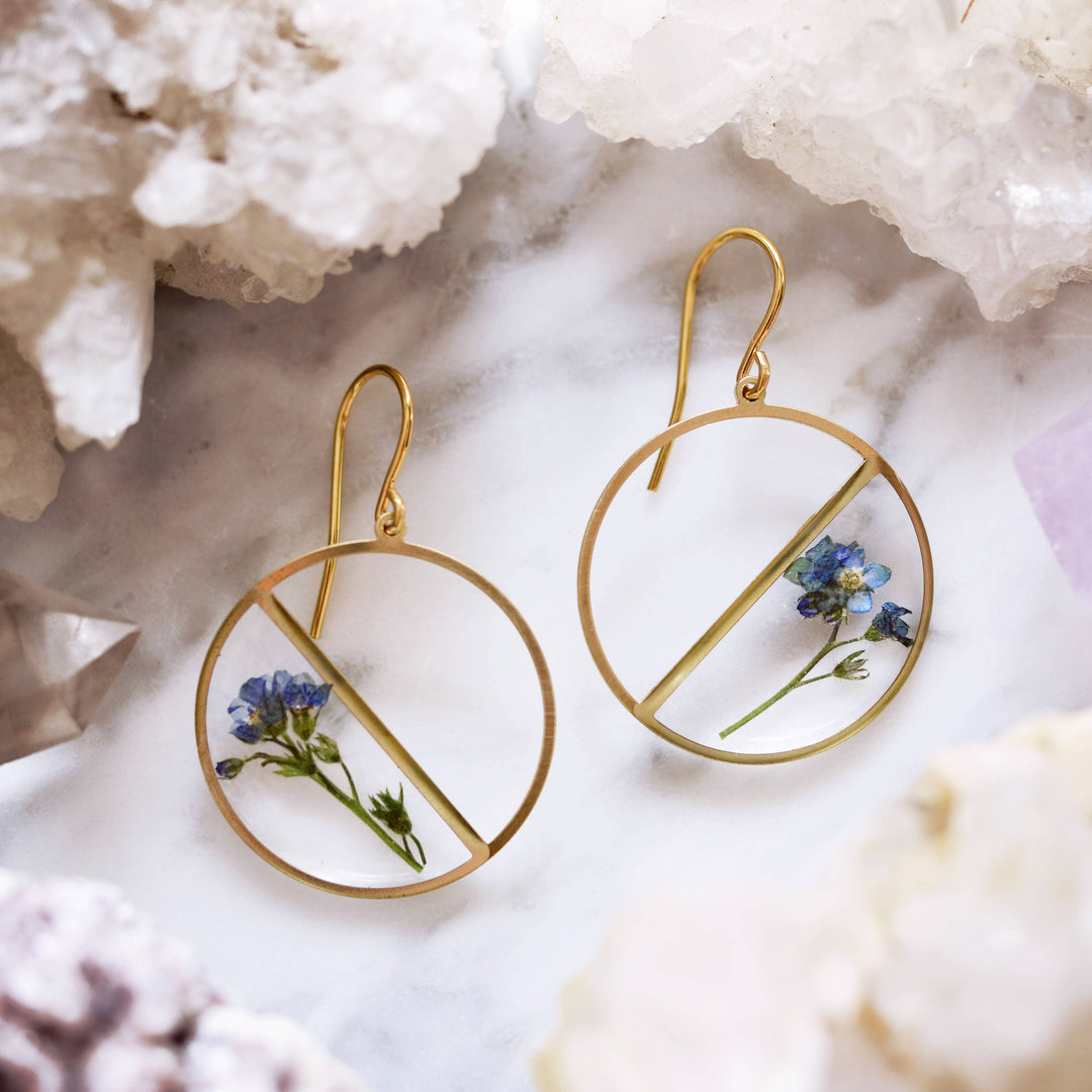 Forget Me Not Real Pressed Flower Earrings