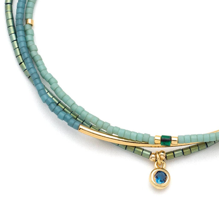 Turquoise+ Gold Tonal Chromacolor Miyuki Bracelet Trio
