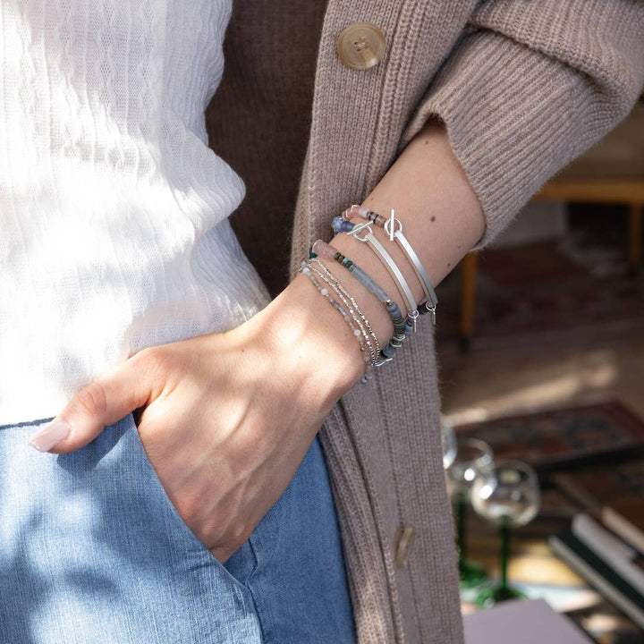 Boss B♥tch Hidden Message Bracelet Rose Quartz + Silver