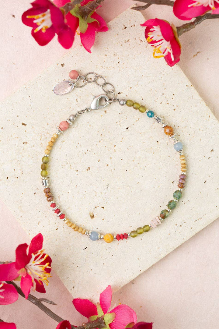 Leilani Czech Glass, Chalcedony, Neon Apatite Simple Bracelet