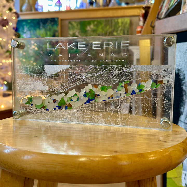 Lake Erie Map Beach Glass + Acrylic
